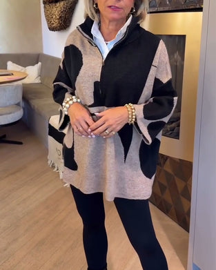 Pullover mit halbem Reißverschluss und modischem Stehkragen