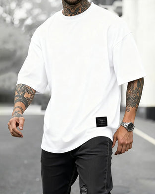T-Shirts Rundhals Locker Gewebtes Etikett