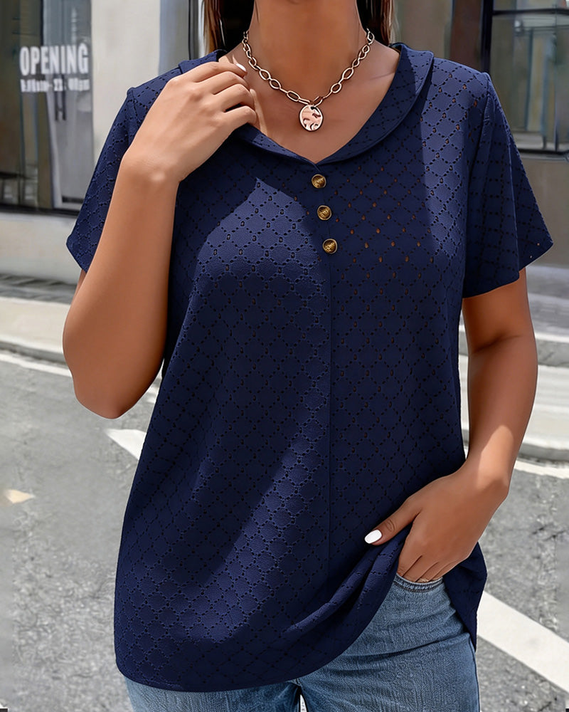 Bluse Cut-Out Peter-Pan-Kragen Kurzarm