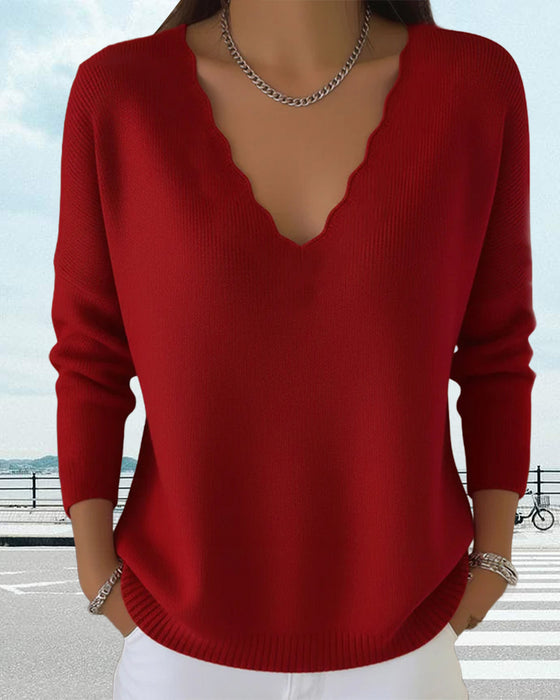 Pullover V-Ausschnitt weich gestrickt