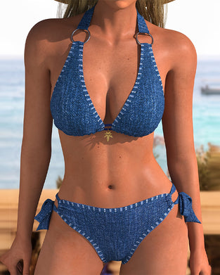 Bikini Denim Druck Halter
