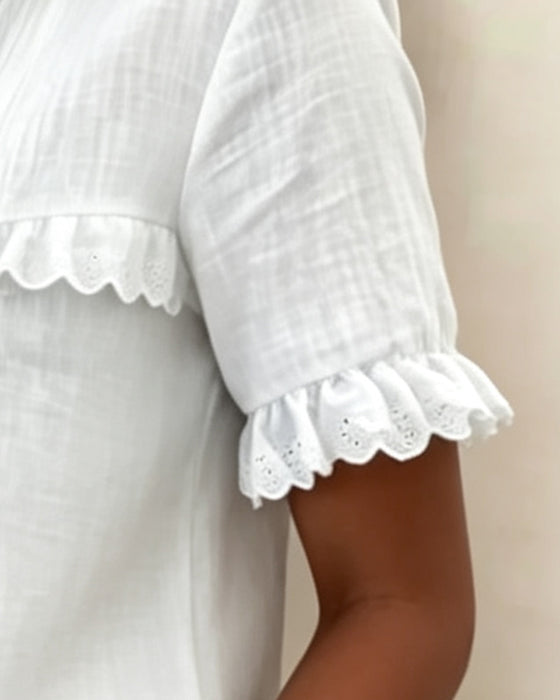 Bluse V-Ausschnitt Halbe Knopfleiste