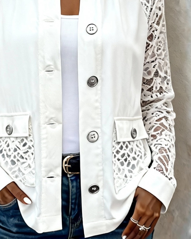 Mantel mit langen Ärmeln und Patchwork-Revers