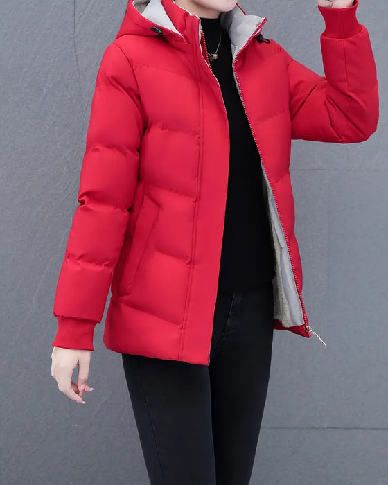 Jacke lässig einfarbig warm mit Kapuze