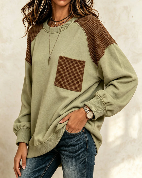 Sweatshirt Rundhals Kontrast Casual