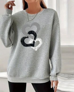 Sweatshirt mit Herz-Print und langen Ärmeln