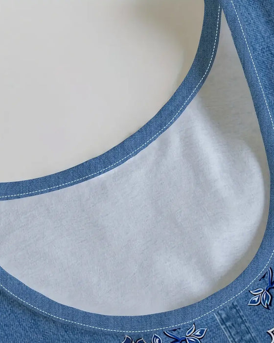 Kleid Ärmellos Imitat Denim