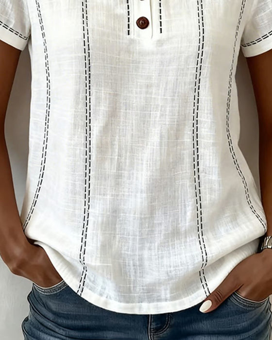 Bluse Quadratischer Ausschnitt Kurzarm