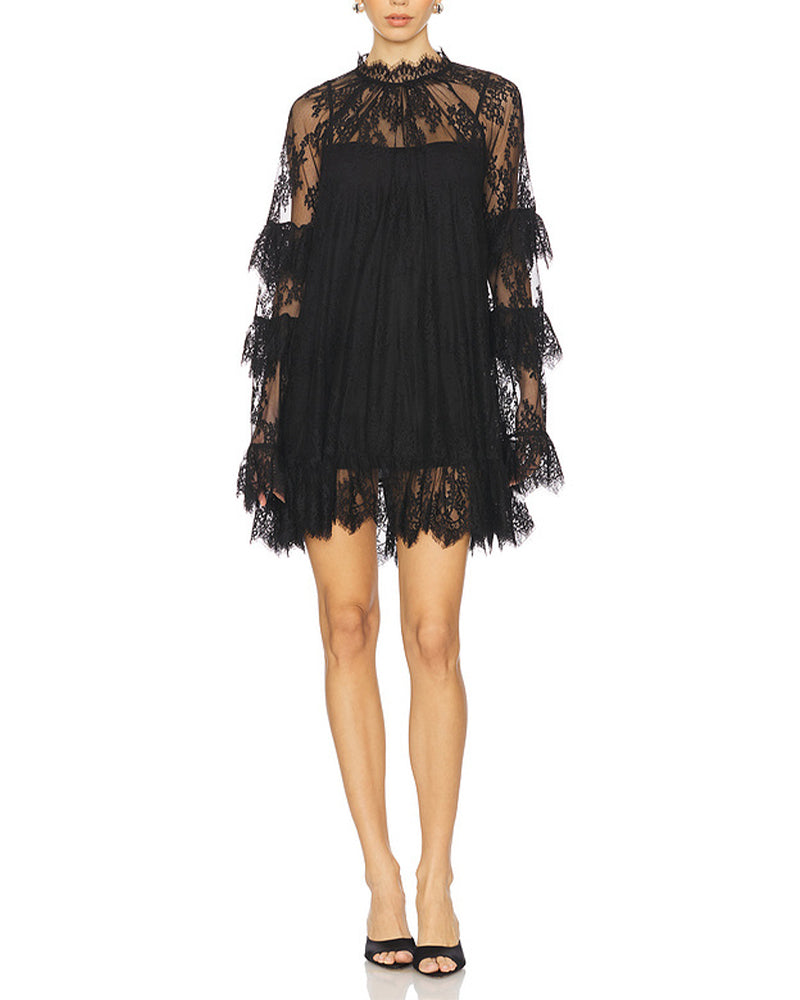 Kleid Elegant Durchbrochene Spitze