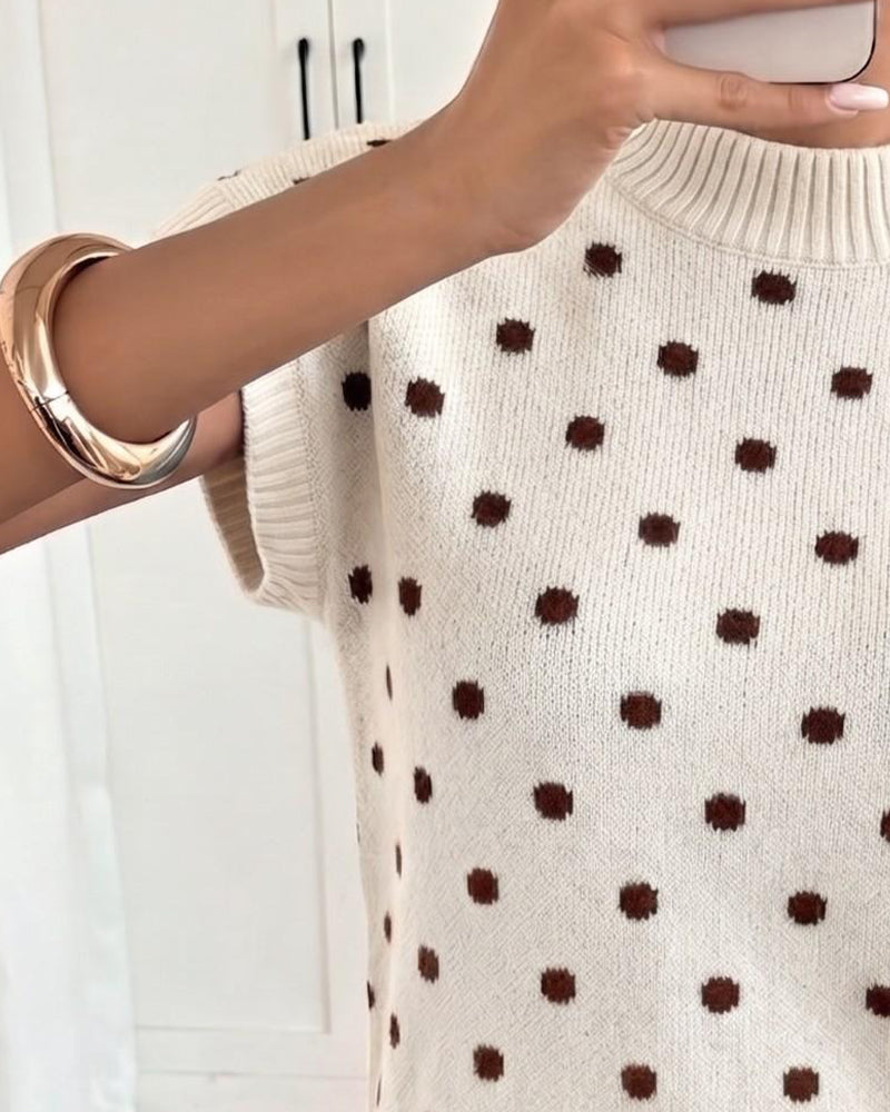 Pullover Turtleneck Gepunktet Kurzarm