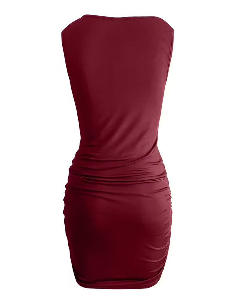 Kleid Drapierter Ausschnitt Spitze Träger Bodycon