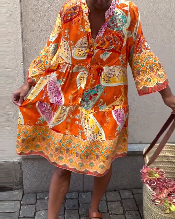 Bohème-Kleid mit Modedruck