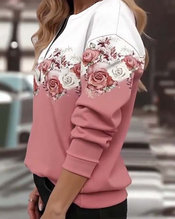 Sweatshirt mit Rundhalsausschnitt und Halbreißverschluss