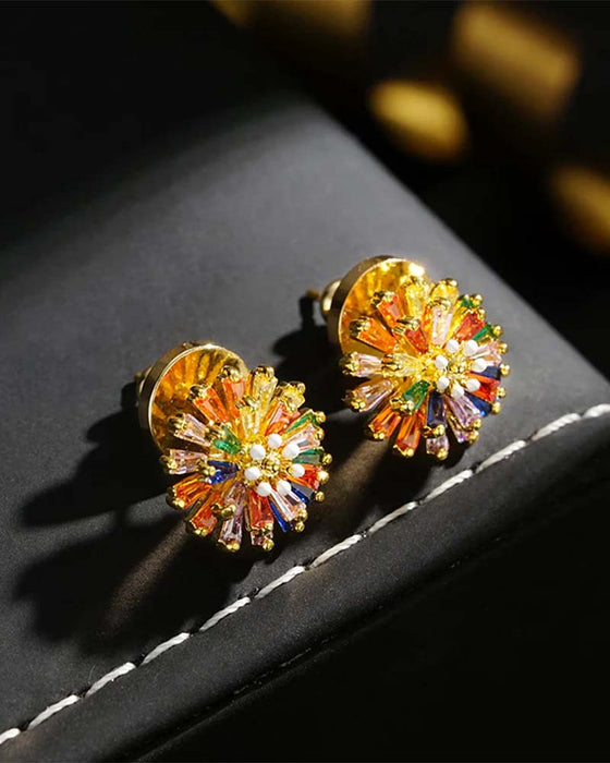Bunte Feuerwerk Ohrstecker 💎 Zirkonia Design & Minimalistisch Elegant