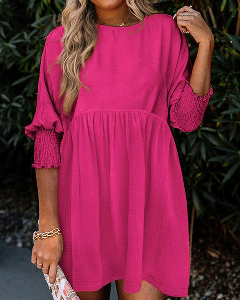 Kleid Damen Unifarben taillierend