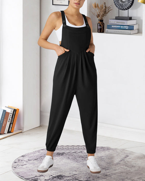 Jumpsuit Uni Farbe Plissiert