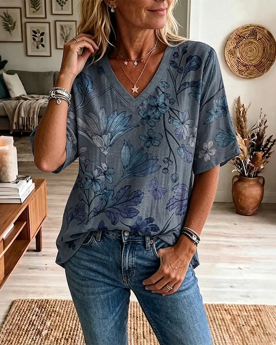 Bluse V-Ausschnitt Halbarm