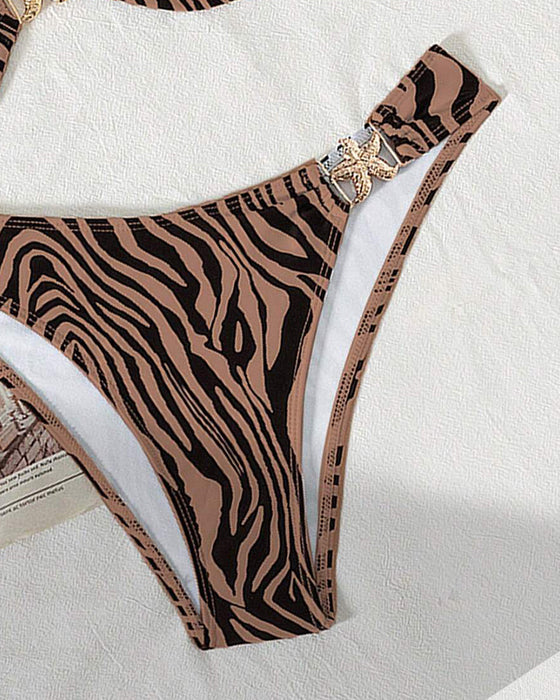 Bikini Zebramuster Sexy Schnürung