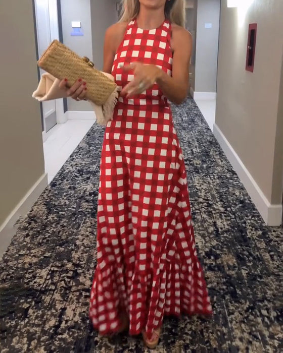 Kleid Lässig Ärmellos Kariert