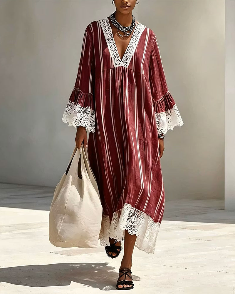 Kleid Mit Ballonärmeln V‑Ausschnitt