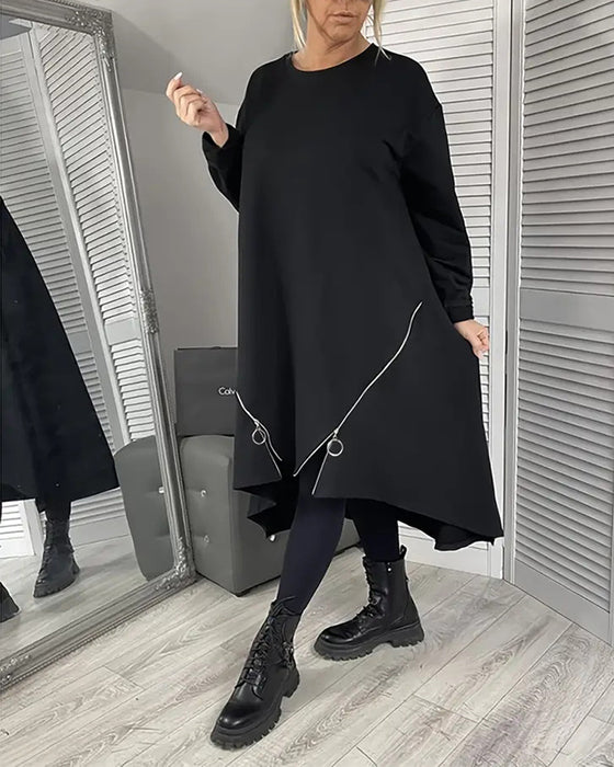 Lockeres Oversize-Kleid Mit Reißverschluss