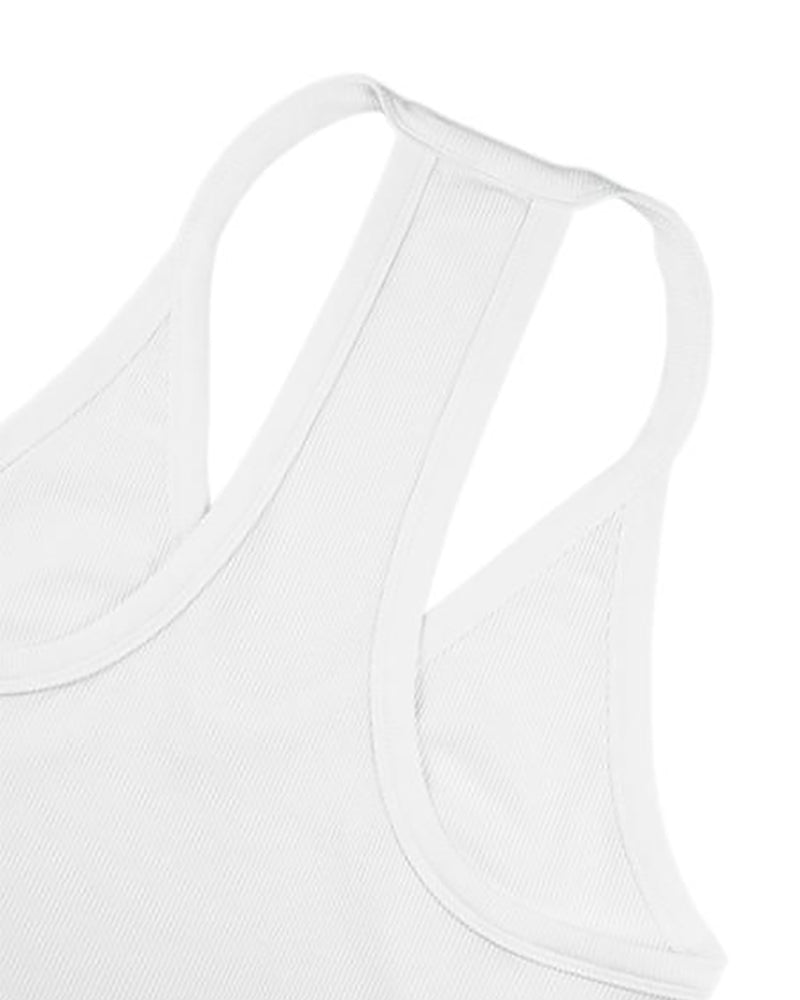 Tanktop in Unifarbe mit V-Ausschnitt und rückenfreiem Design