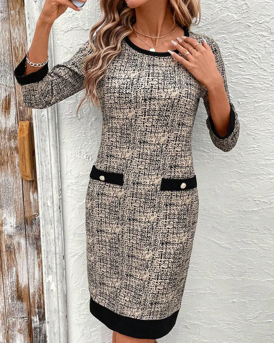 Kleid lässig Rundhals schmal knielang