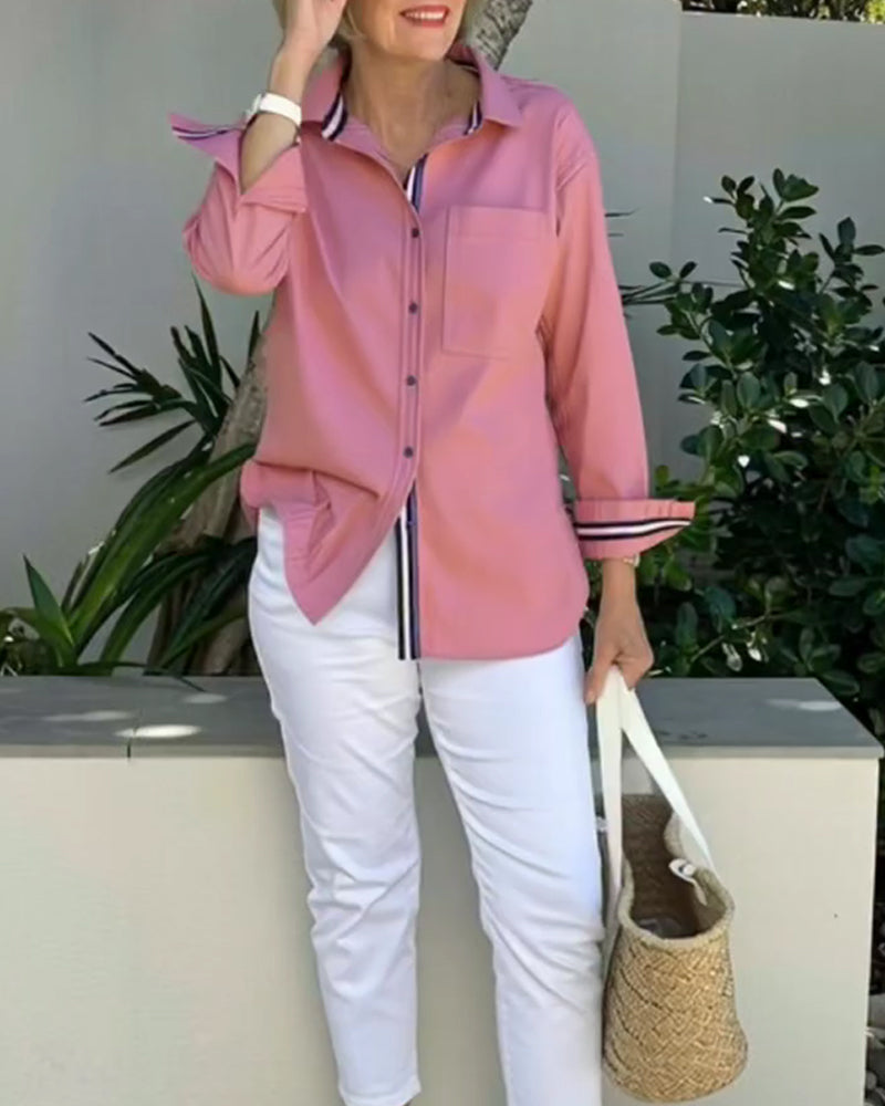 Hemd langärmlig geknöpfter Kragen mit Tasche