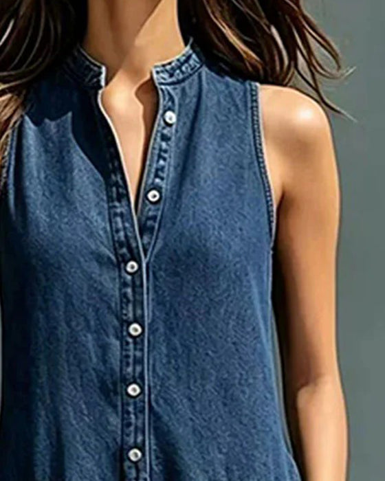 Overall Denim Ärmellos Kurz