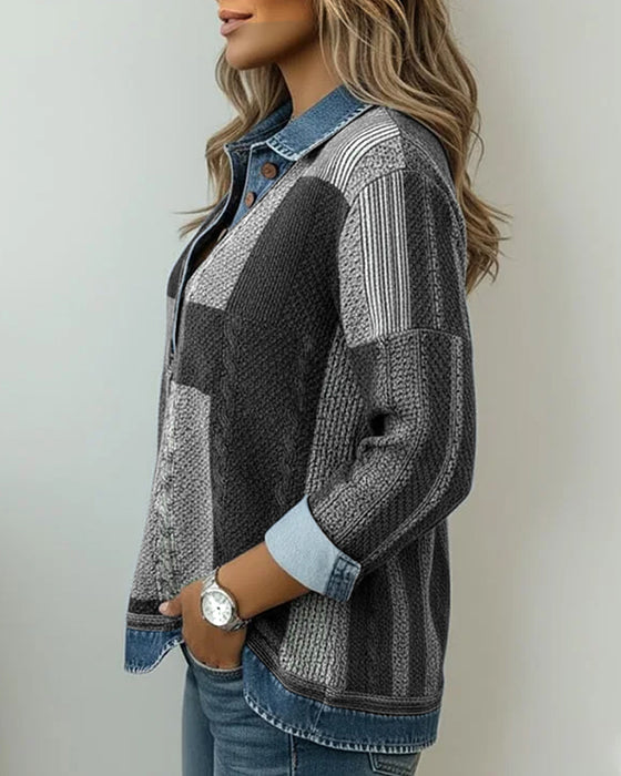 Sweatshirt mit langen Ärmeln und Colorblock-Print