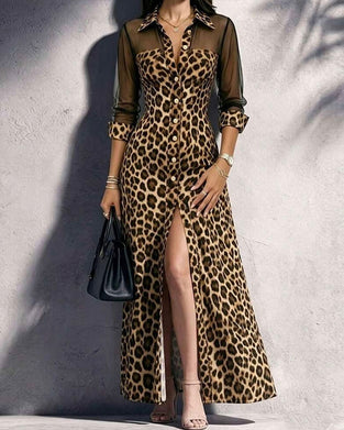 Kleid Revers Leopard Trendy