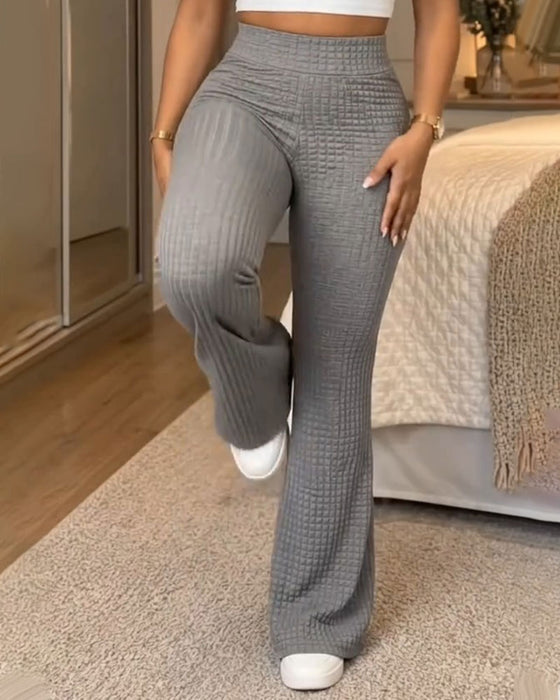 Hose Hohe Taille Einfarbig Ausgestellt