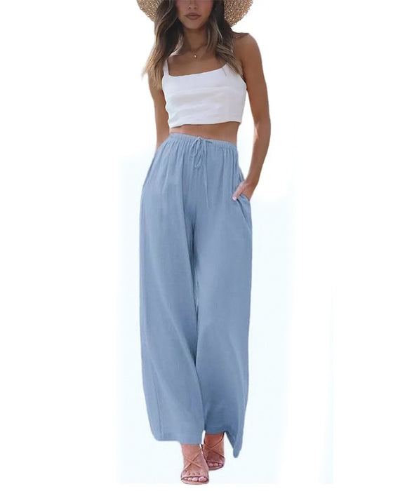 Hose Loose Fit Lässig Kordelzug Weit Bein