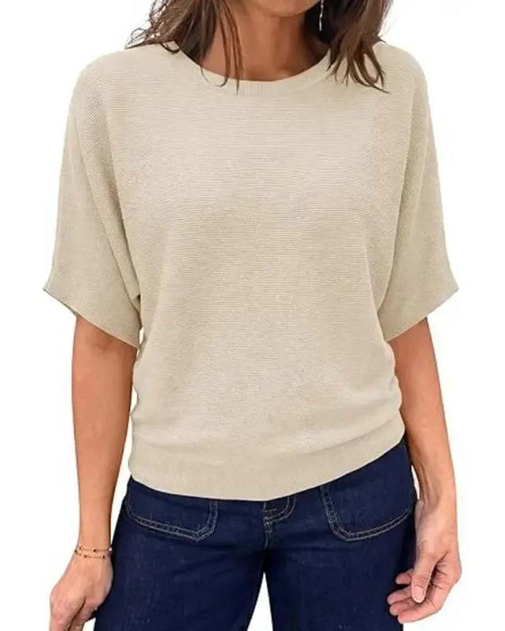Pullover Rundhals Kurzarm Einfarbig