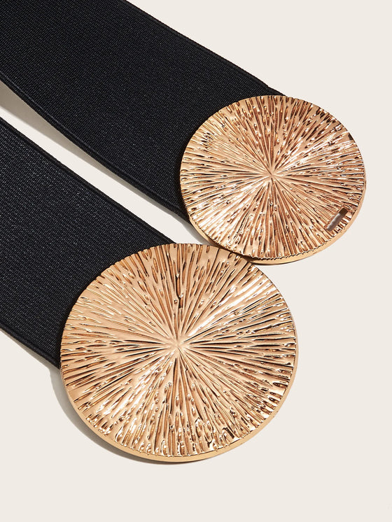 Damen Vintage elastischer Gürtel mit goldener Schnalle