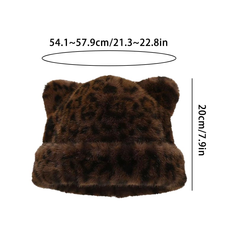 Hut Leopardenprint Plüsch Katzenohr