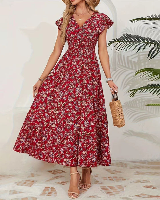 Kleid Blumen Taille Bindung