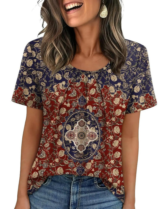 T-Shirt Vintage Plissiert Kurzarm