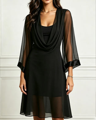 Kleid Stilvoll Drapierter Ausschnitt Sheer