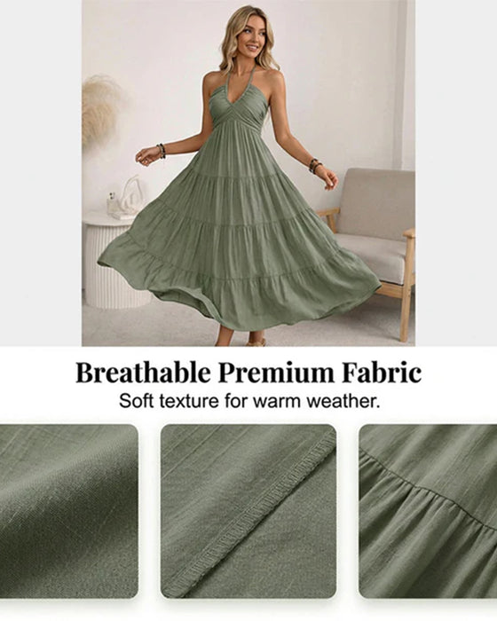 Kleid Neckholder Bandeau Mehrlagige Rüsche