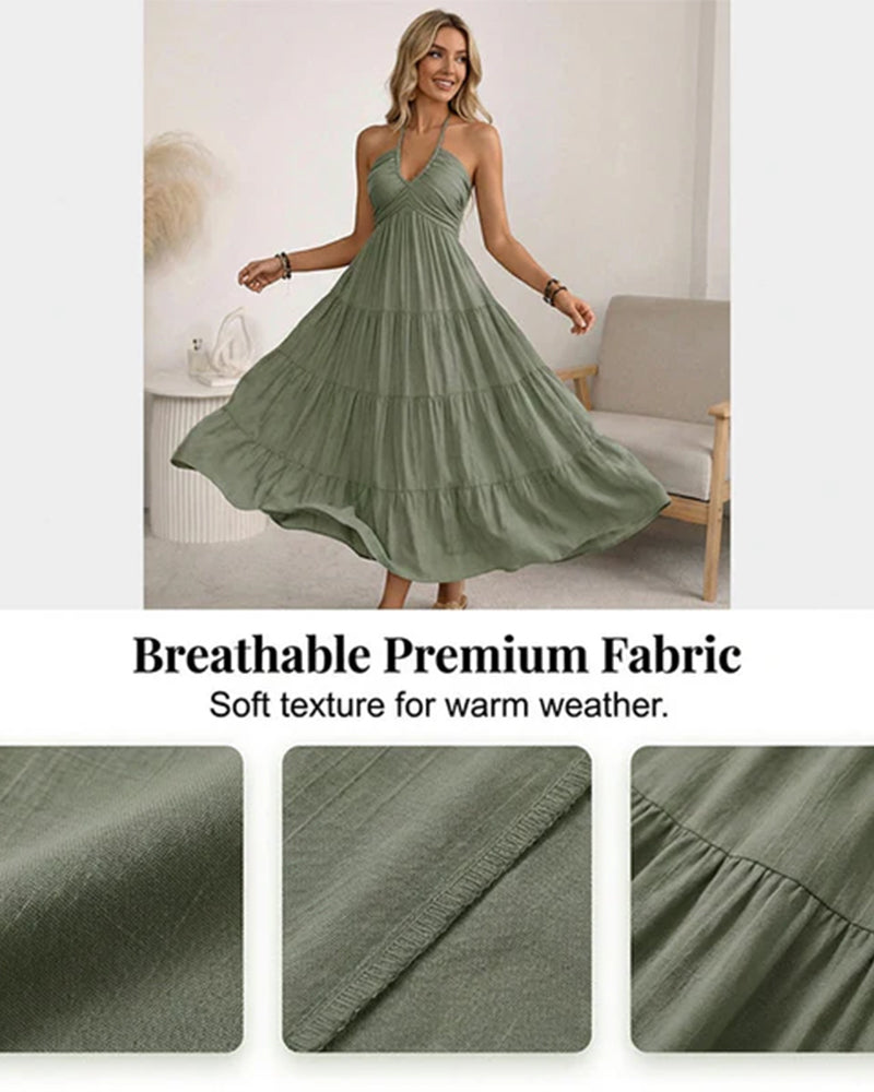 Kleid Neckholder Bandeau Mehrlagige Rüsche