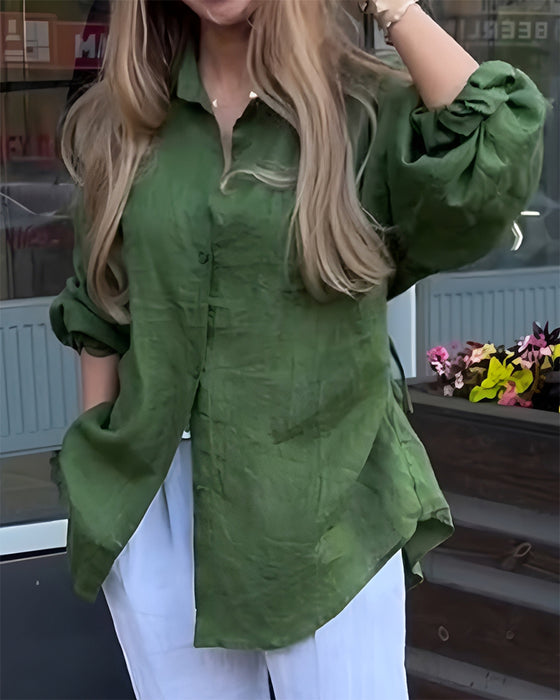 Bluse Elastische Taille Laternenärmel