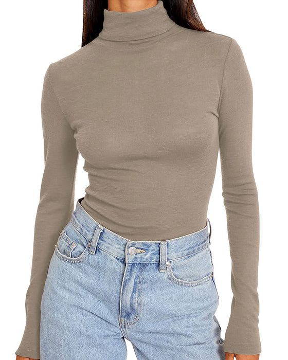 Top Einfarbig Halb Turtleneck Unterzieh