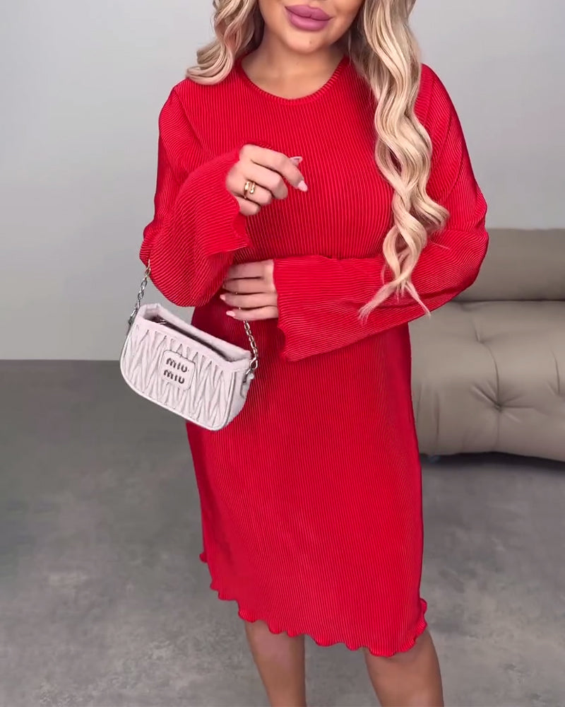 Lässiges, einfarbiges Kleid, knielang