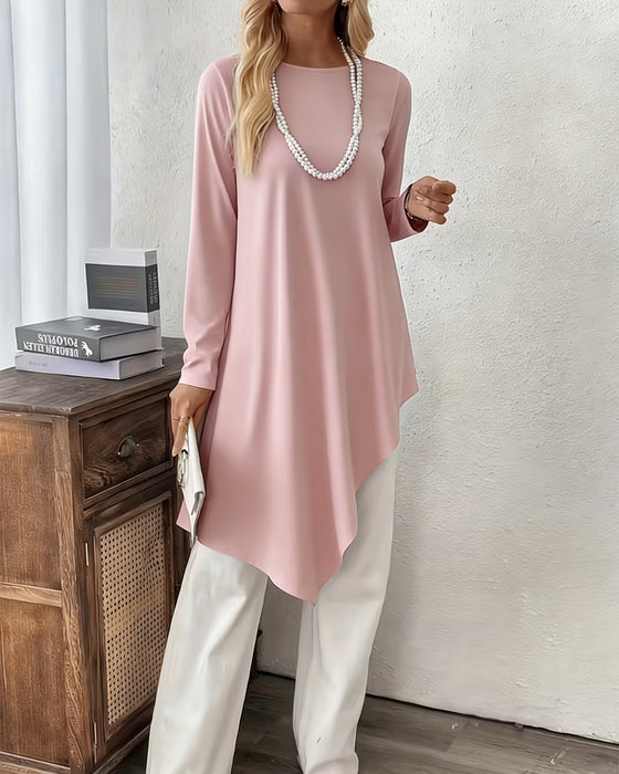 Top Asymmetrisch Midilänge Unifarben