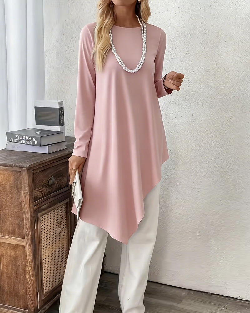 Top Asymmetrisch Midilänge Unifarben