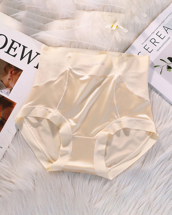 Damen hohe Taille Eisseide Satin nahtlose sexy Slip mit Po-Lift und Bauchkontrolle