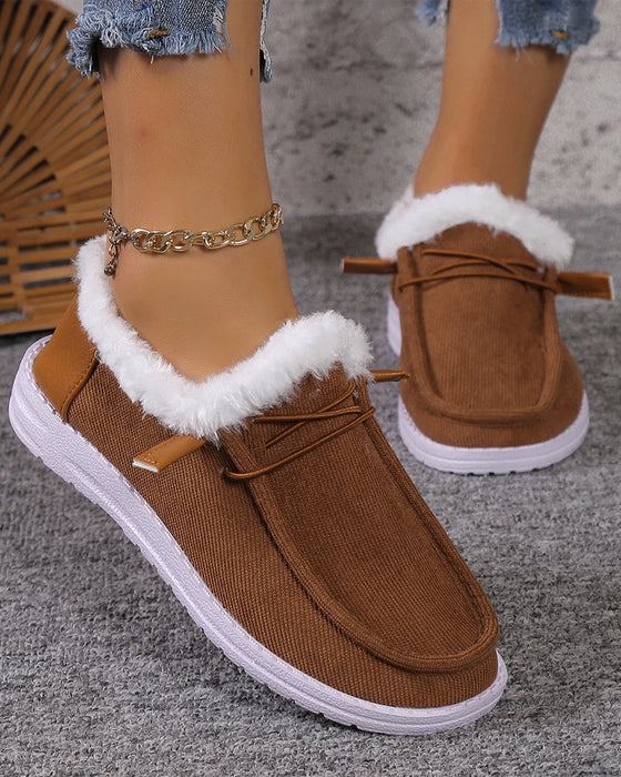 Einfarbige, dicke, warme baumwollschuhe