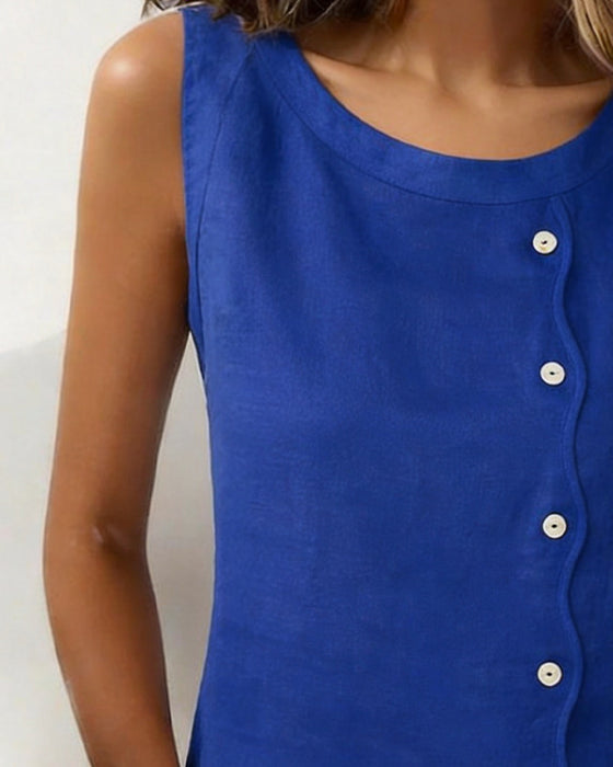 Tank Tops Ärmellos Seite Knopf