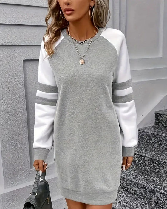 Kleid Langarm Farbblock Sweatshirt